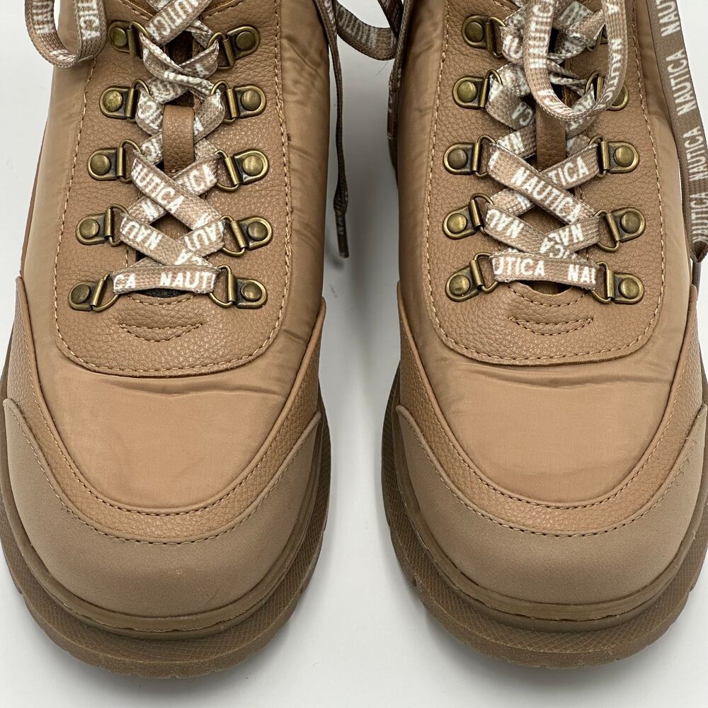 Vintage Y2K Nautica Lace Up Sabra Ankle Boots Booties Combat Tan Womens Size 8.5 - Picture 5 of 16